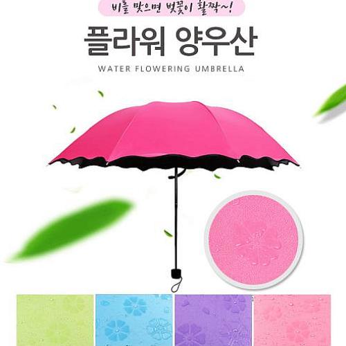 와이지통상 비오면 벗꽃이 플라워 암막 양우산 자외선차단 미니양산 우산 여성 우양산겸용 플라워 양우산 핫핑크