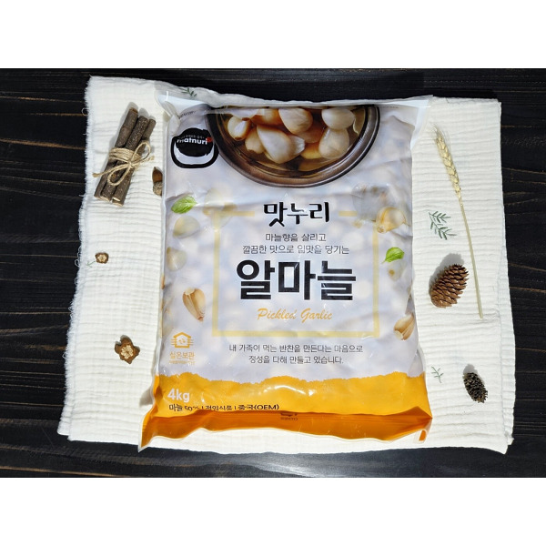 참맛종합식품 알마늘4kg 반찬단지 고형량60 절임마늘 고기반찬