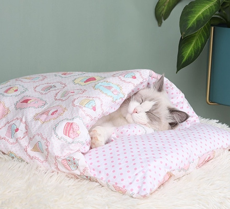 노브랜드 침대 매트 쿠션 숨숨집 고양이 강아지 이불 베개 세트 이동식 동굴 L F 1개