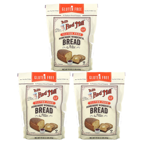 밥스레드밀 밥스레드밀 밥스레드밀 홈메이드 브레드 빵 믹스 글루텐 프리 Bread Mix 453g x3개 3개