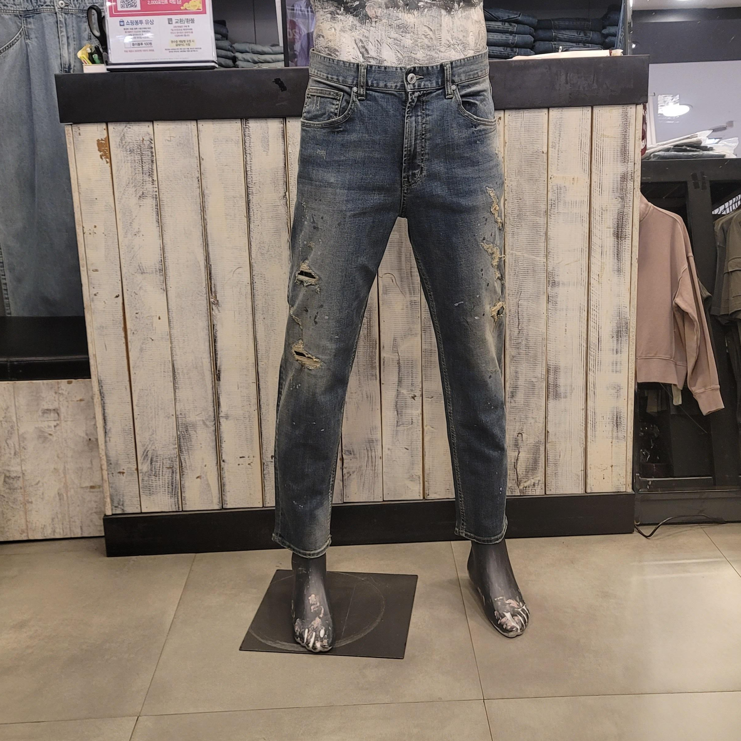 버커루 버커루 남성 크롭 레귤러 스트레이트 M톤 데님 짱 예쁜핏 구제 디스트로이드 청바지 중계 93 인디고93 81 31 32 인디고93