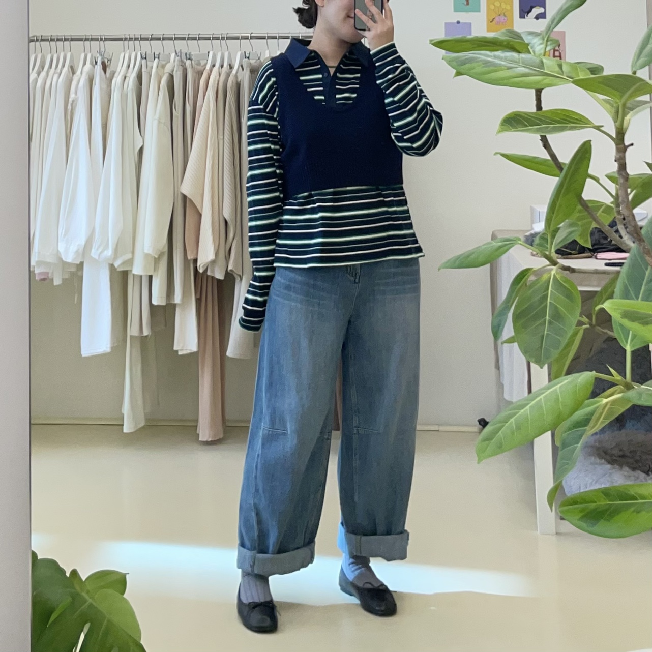 면 스트라이프 루즈핏 카라 피케 티셔츠