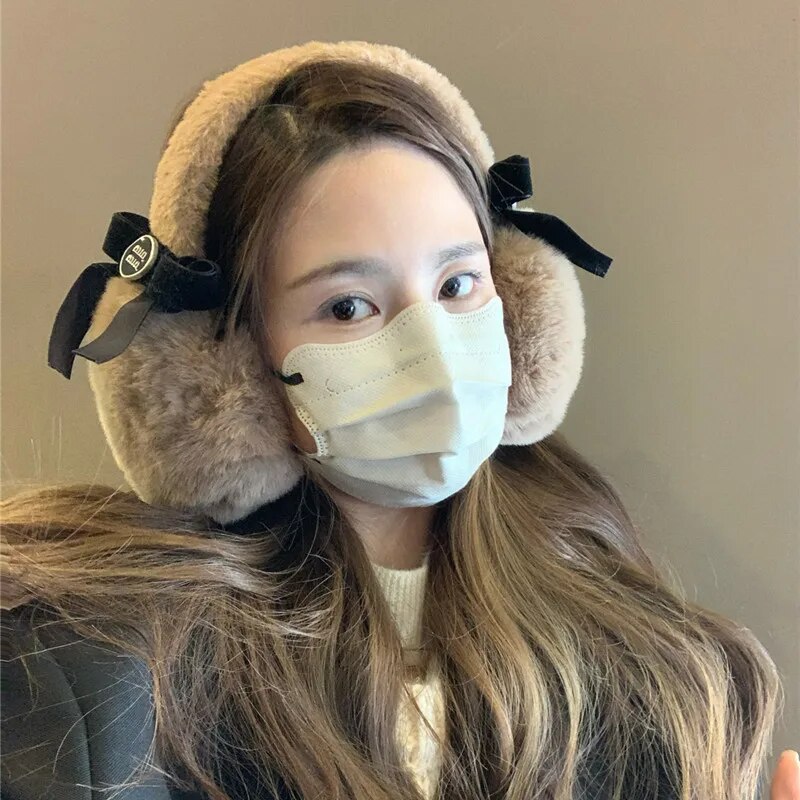 밴드 따뜻한 여성 나비 겨울 온실 달콤한 귀도리 방한 헤어 귀마개 02 1개 1개입
