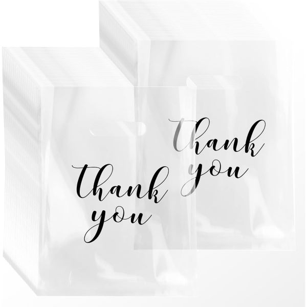 포핏 100팩 소상공인 감사백 비닐쇼핑백 상품포장용 상품백 의류 도매용 소매 부티크백 파티 페이버
