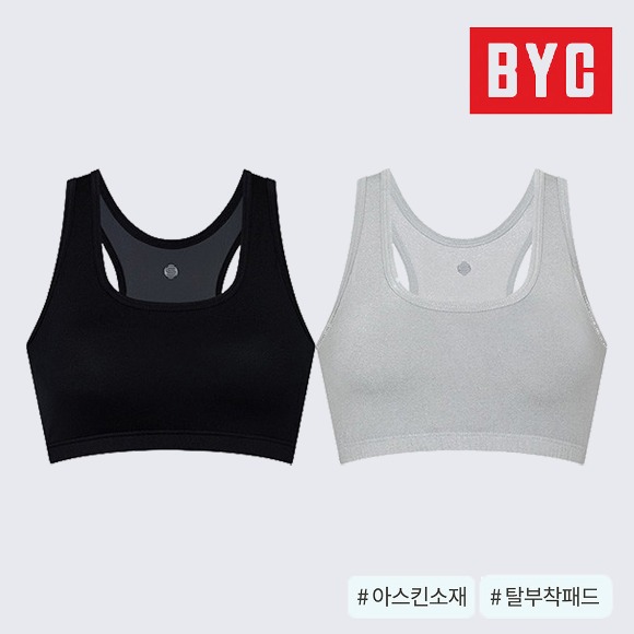 BYC 여성 스포츠브라 브라탑 패드탈부착 WPI4012 95