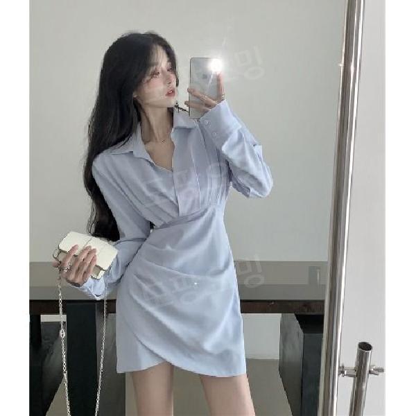 내남편과결혼해줘 8회 송하윤 셔츠원피스 정수민 데이트룩 옷 여친 데일리 코디 하늘색 M