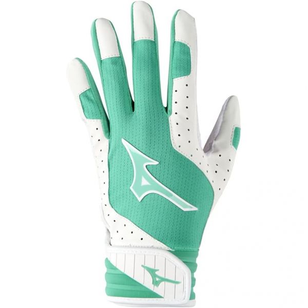 미즈노 미즈노 Mizuno 미즈노 배팅 장갑 연습 공용 소프트볼 Finch Womens Softball Padded Batting Glove White-Mint Medium