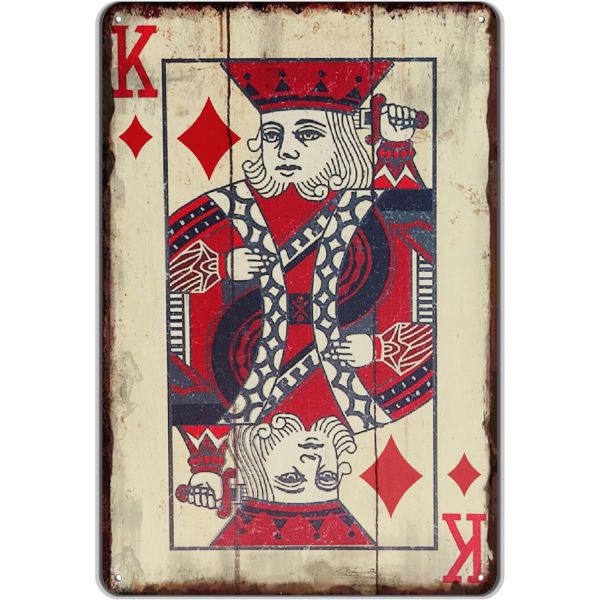 빈티지 포커 핸즈 랭킹 메탈 사인 텍사스 홀덤 올 게임룸 맨 동굴 장식 12x8 Dianmond King 40 1개