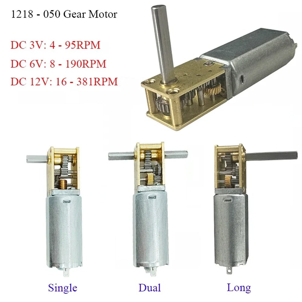 DC3V 6V 12V 1218-050 미니 소형 호환 050 기어 모터 단일 이중 긴 샤프트 저속 고토크 금속 박스 4RPM-381RPM