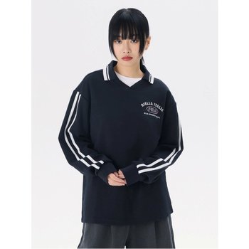 휠라 사우스시티 남녀공용 컴포트핏 라이프스타일 스몰로고 카라 맨투맨 FS2POG3109XBLK