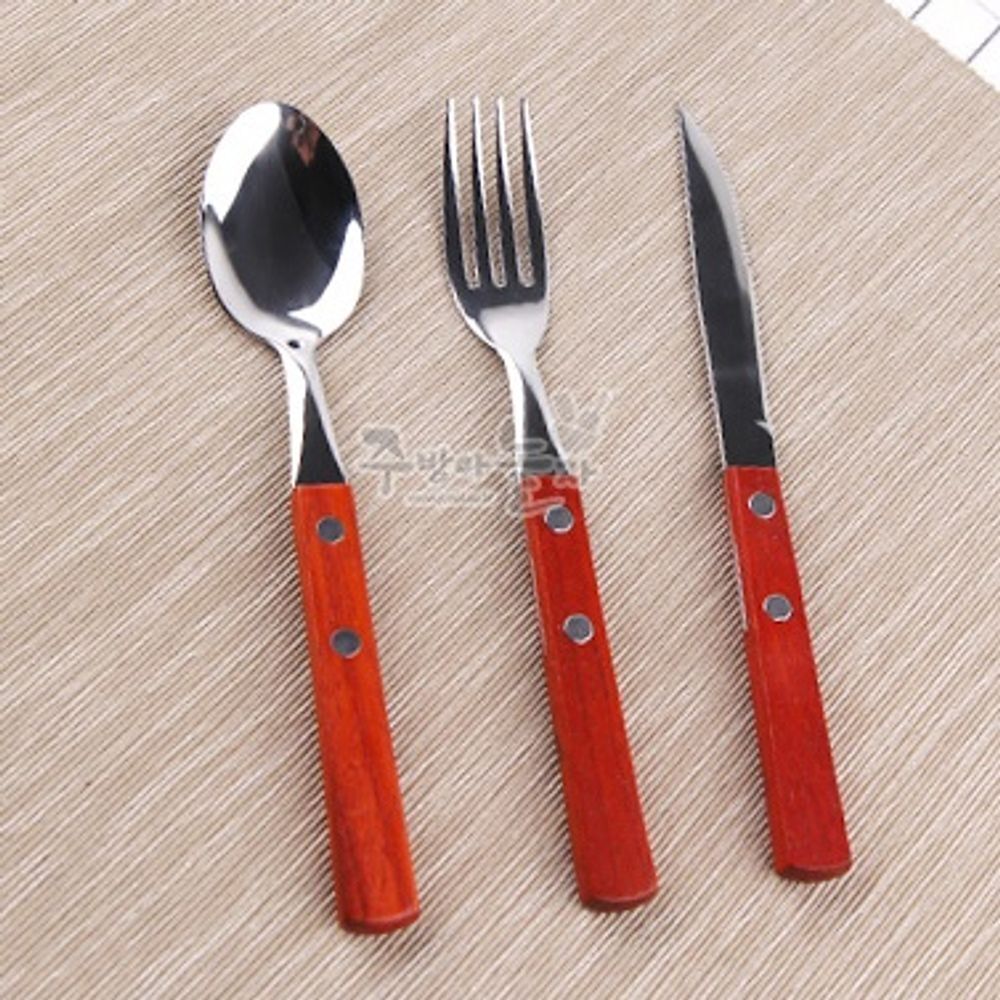 수저포크칼세트 분식포크수저칼 원목양식기 대스푼