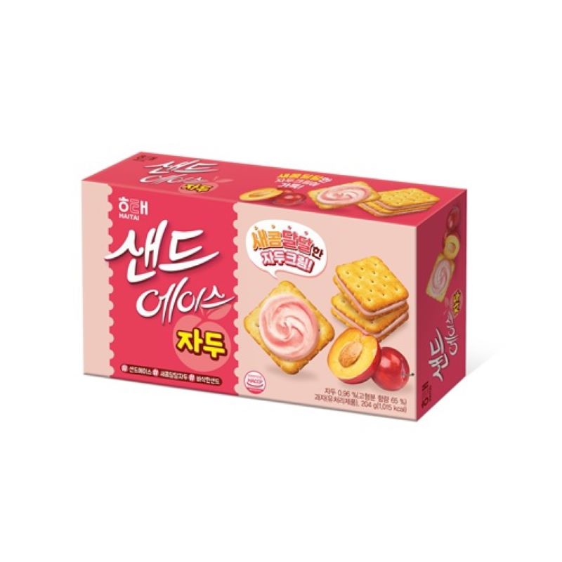 해태제과 해태 새콤달달한 자두크림 샌드에이스 자두 3개 204g