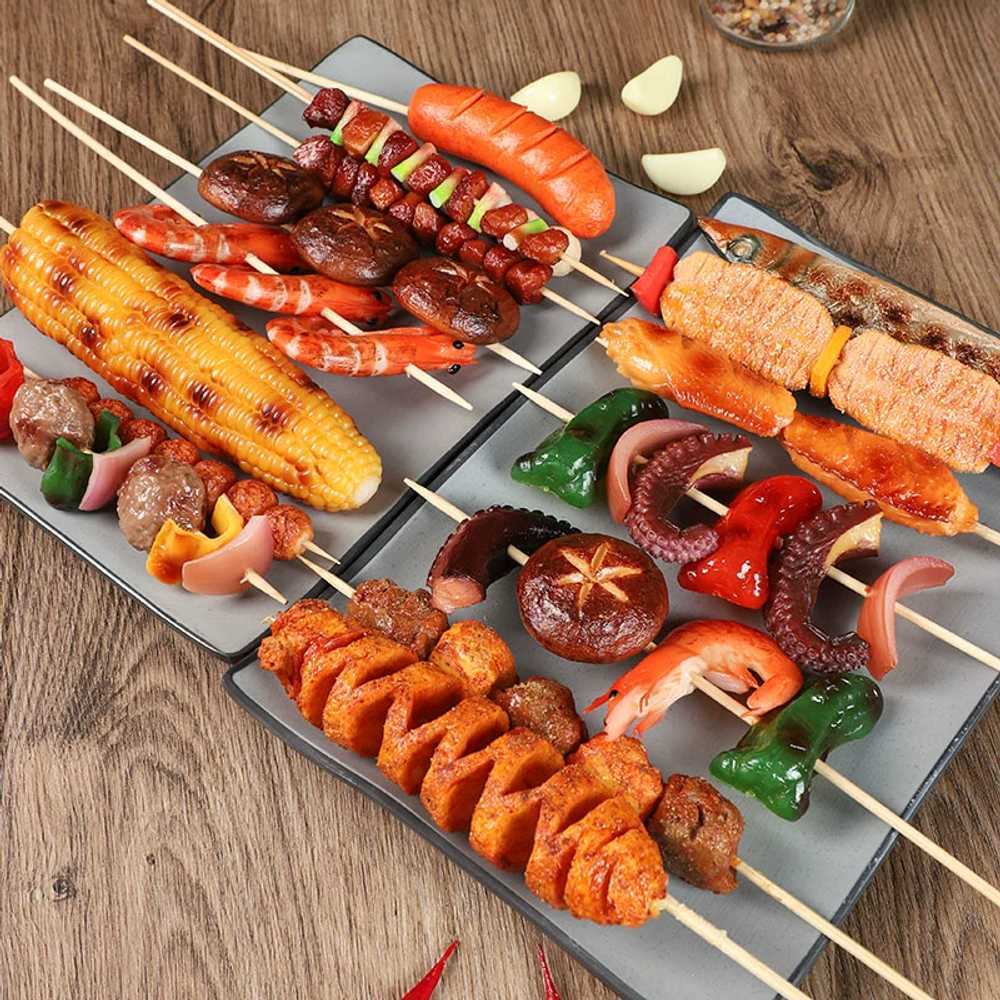 꼬치 모형 가짜 장식품 모델 소품 바비큐 전시 식품 꼬치모형 1