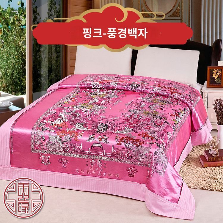 옛날 원앙금침 복고 지퍼형 비단 이불 행운 황금복 원앙 전통 커버 D