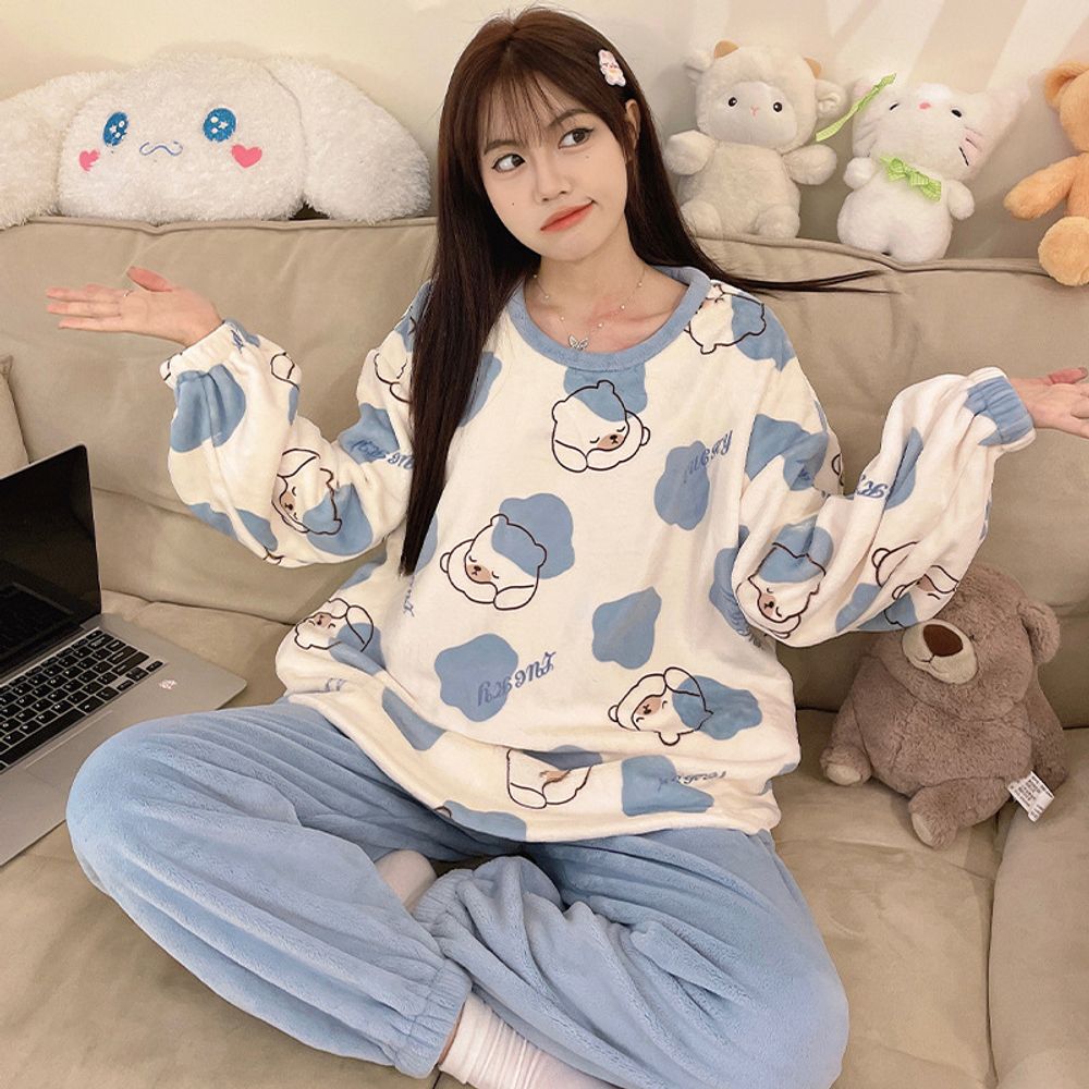 슬리핑베어 여성 겨울 극세사 수면잠옷 홈웨어 파자마 수면세트
