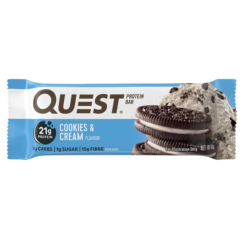 Quest 퀘스트 바 쿠키 앤 크림 60g 12개