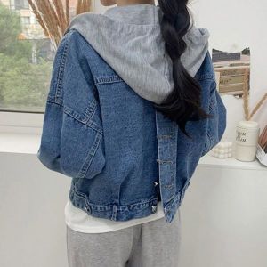 오노마 ONM 후드 배색 탈부착 데님 청자켓 데일리 자켓 크롭기장 23568302