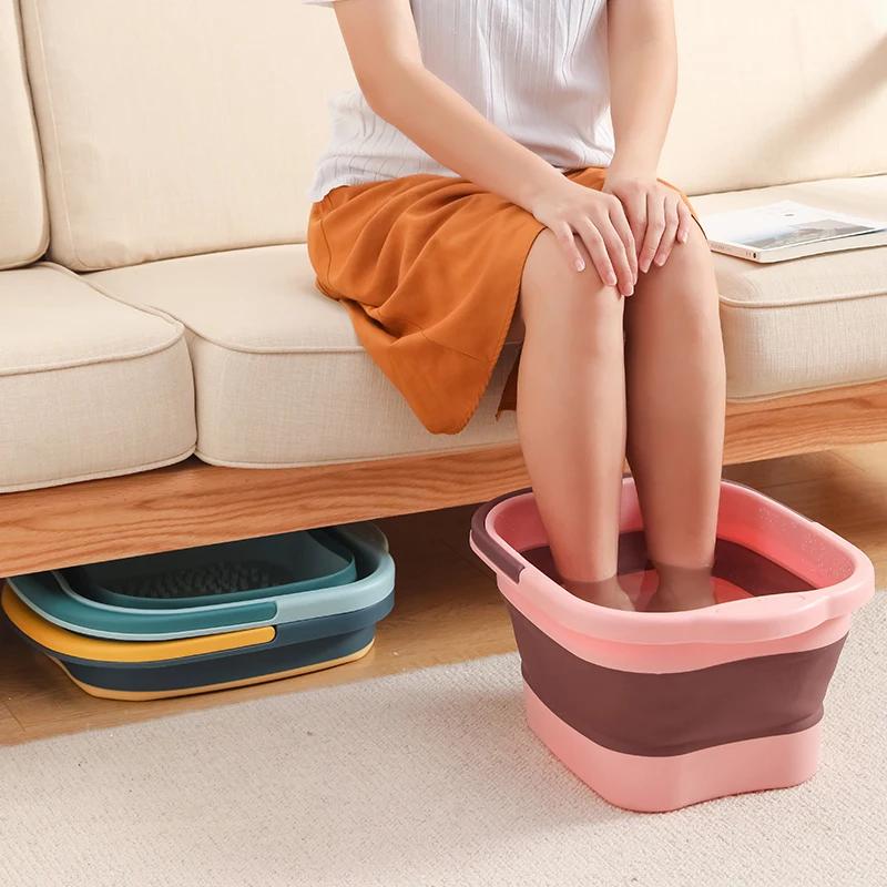 족욕 접이식 족장 발 목욕 양동이 휴대용 가정용 기숙사 송아지 마사지 플라스틱 욕조 위에 두껍게