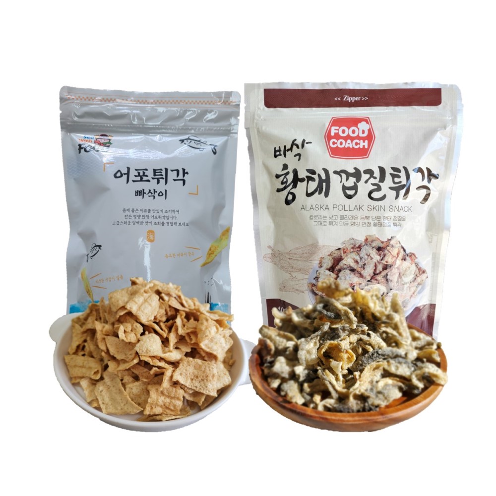 푸드코치 바삭 황태껍질튀각 100g 어포튀각 80g 휴게소 간식 안주