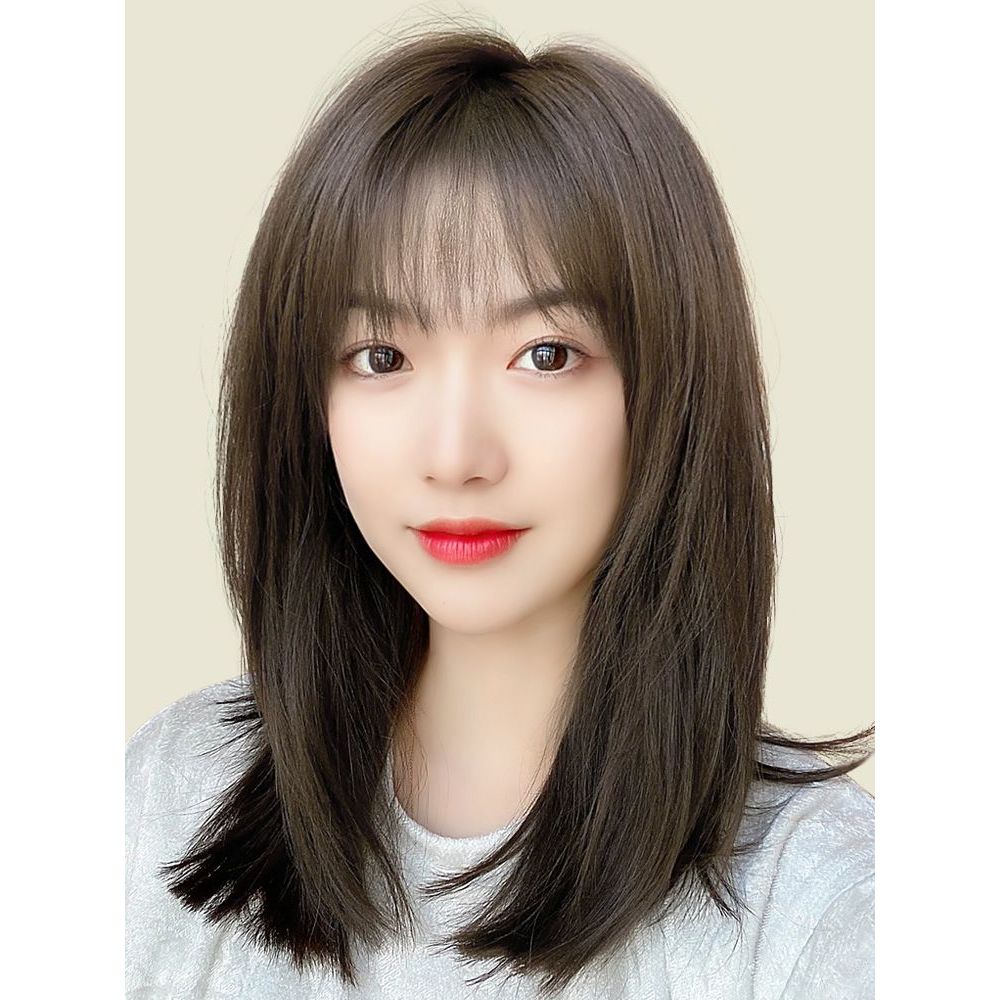 인모 중단발 레이어드 컷 동안 단발머리 가발 통가발 여성 트렌디 헤어스타일