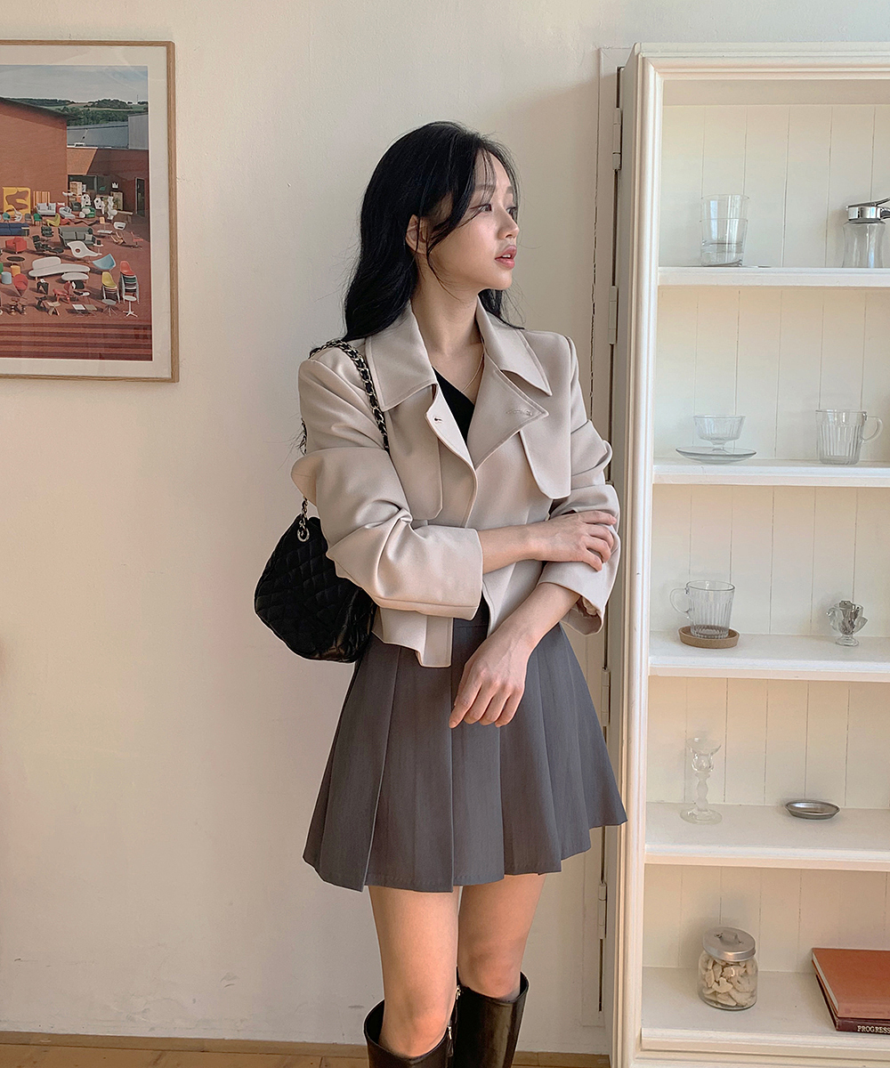 클래식블랑 데이벨 가을 봄 크롭 숏 트렌치 자켓