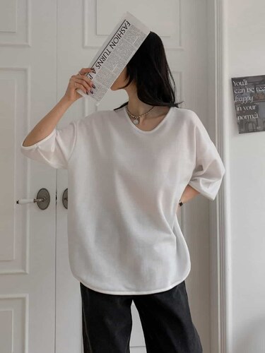 무지 데일리 이너 유넥 반팔티 30 40대 여자 간절기 가을 겨울