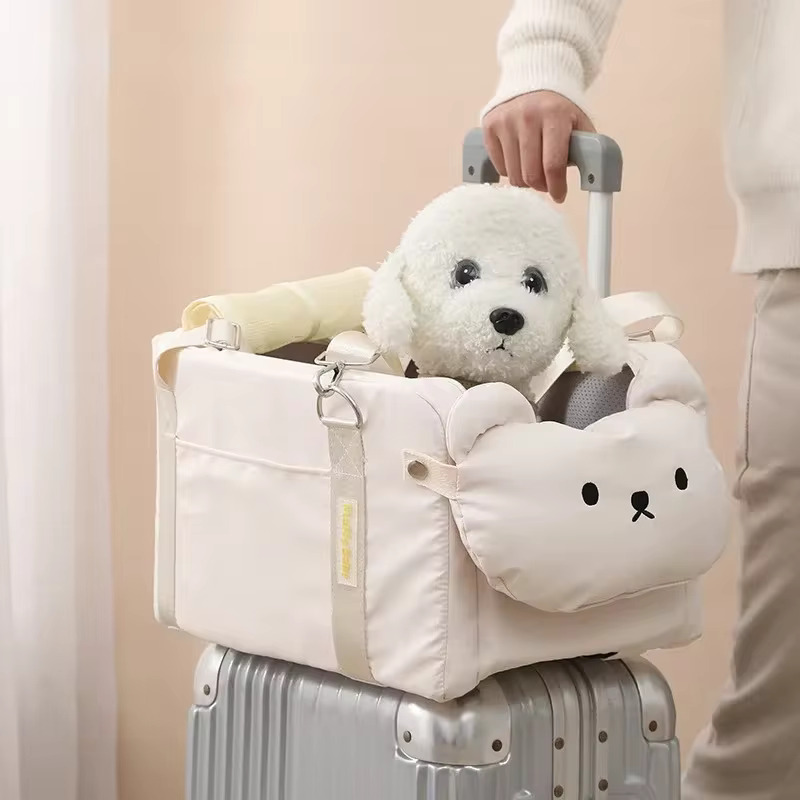 애완견 카시트 고양이 캐리어 부스터 시트 팔걸이 여행 가방 쉬운 운반 스트랩 여행용 자동차 캐리어