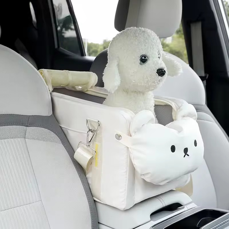 애완견 카시트 고양이 캐리어 부스터 시트 팔걸이 여행 가방 쉬운 운반 스트랩 여행용 자동차 캐리어