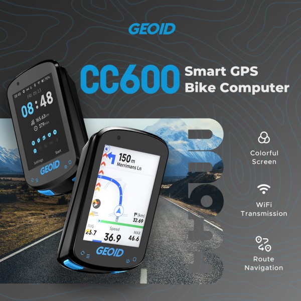 GEOID 컬러 스크린 자전거 컴퓨터 스마트 내비게이션 GPS 무선 자전거 속도계 WIFI ANT 11 개 언어 CC600