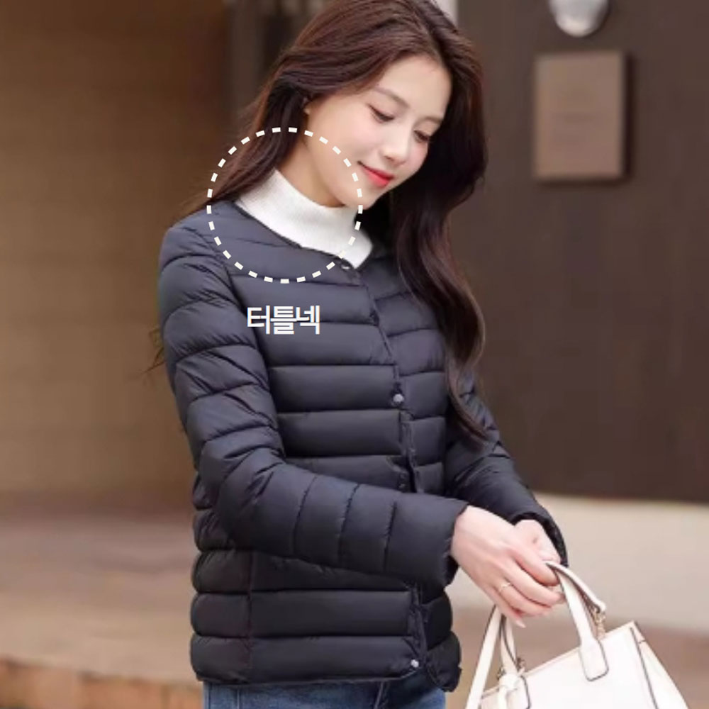FLOW 플로우 여성 윈터 패딩 경량 따뜻 자켓 라운드 브이넥 S