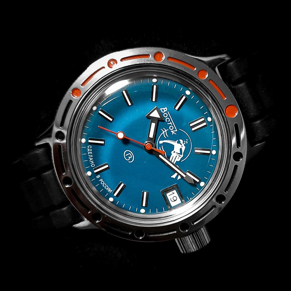 보스톡 Vostok Amphibia Scuba Dude 오토매틱 셀프 와인딩 다이버 손목 시계 밀라노 팔찌 밀라니즈 420059