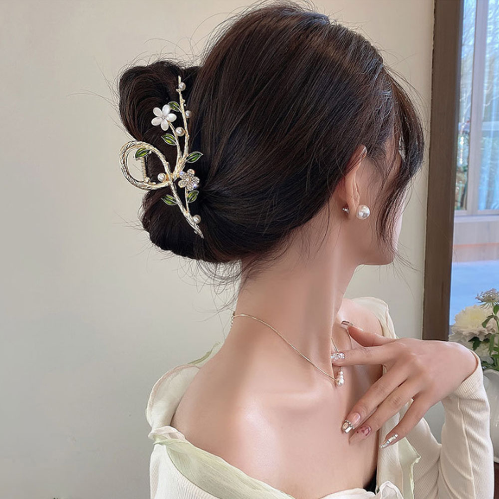 넝쿨 큐빅 꽃 나뭇가지 진주 꼬임 메탈 우아한 여신 머리핀 올림 헤어 집게핀