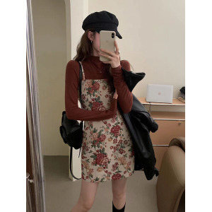 -앤티크 로즈 플라워 로벤 뷔스티에 미니 원피스