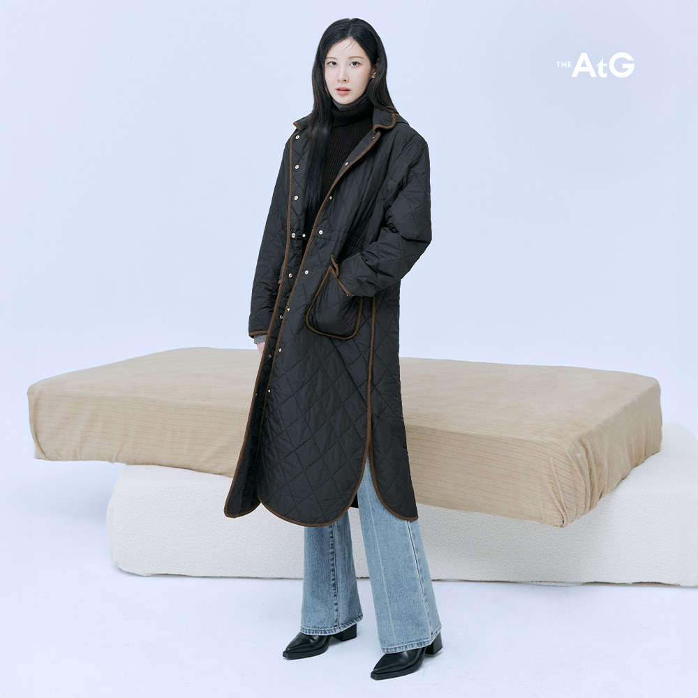 더엣지 론칭가 99900원 더엣지 퀼팅 롱 패딩 코트
