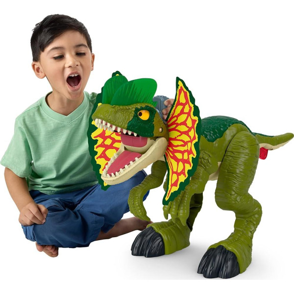 Fisher-Price Imaginext 쥬라기 월드 공룡 장난감 스래시 어택 딜로포사우루스 40 16 이상 조명