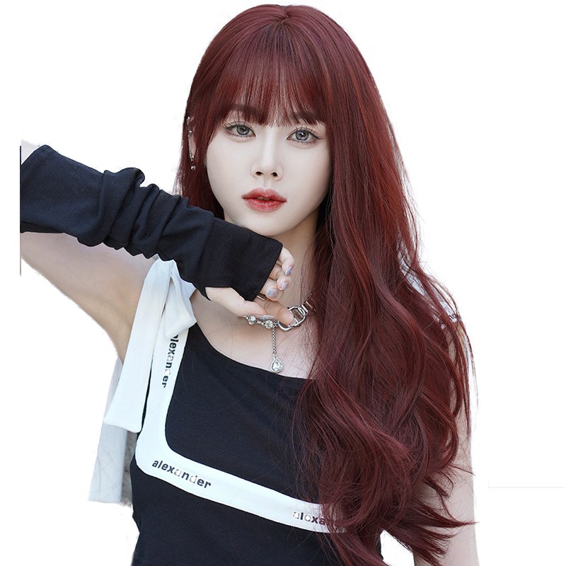 이쁘다샵 가발위드 긴머리 웨이브 여성 통가발 로즈베리 로즈베리 1개