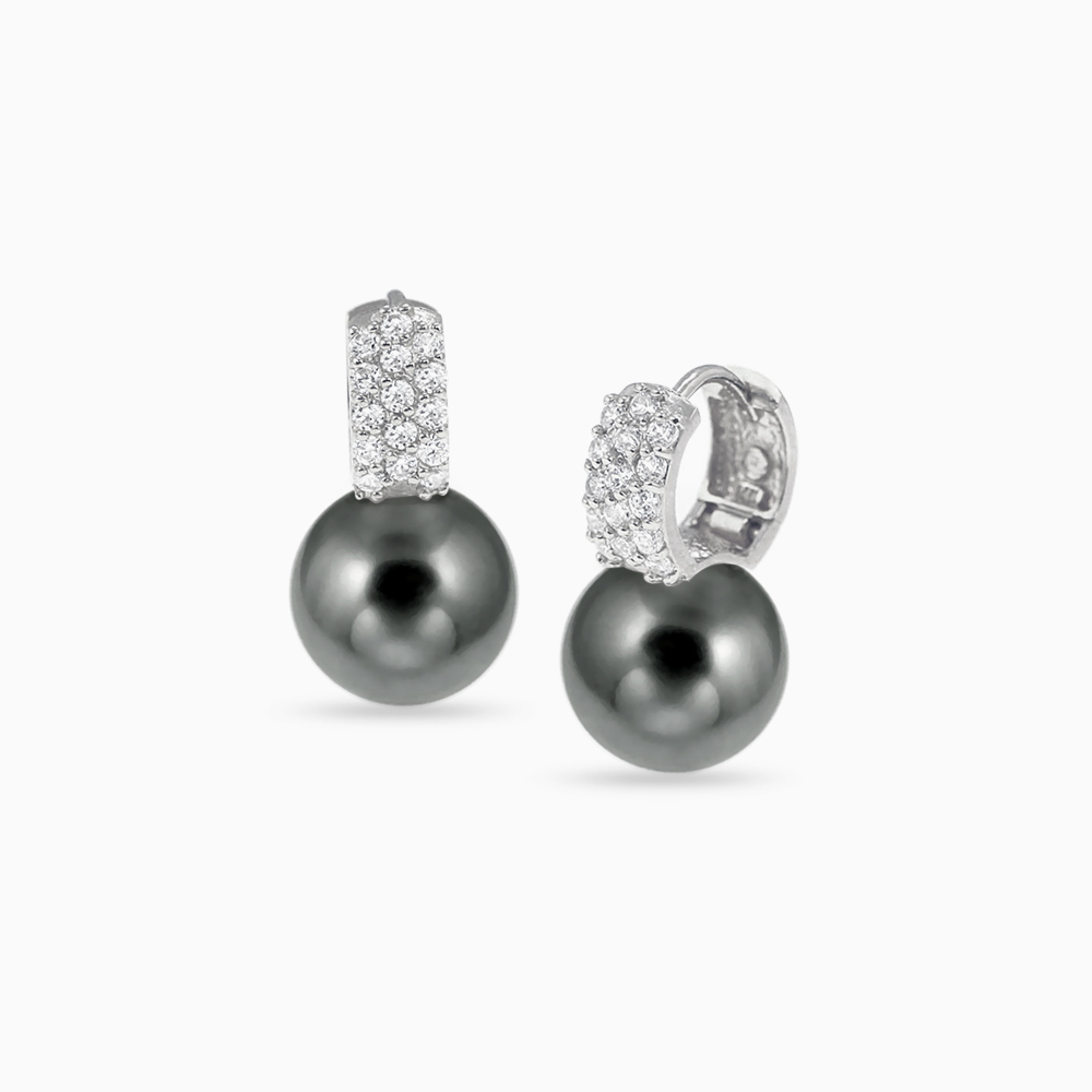 에버링 에버링 금 흑진주 귀걸이 한마음 그레이스펄 원터치 Earrings Pearl Gift 화이트gold 3 7일 EPHL4713
