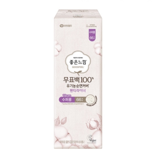유한킴벌리 좋은느낌 유기농순면 무표백 팬티라이너 슈퍼롱