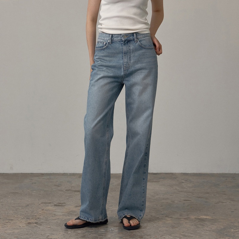 코어드 기장선택 Straight denim light long S