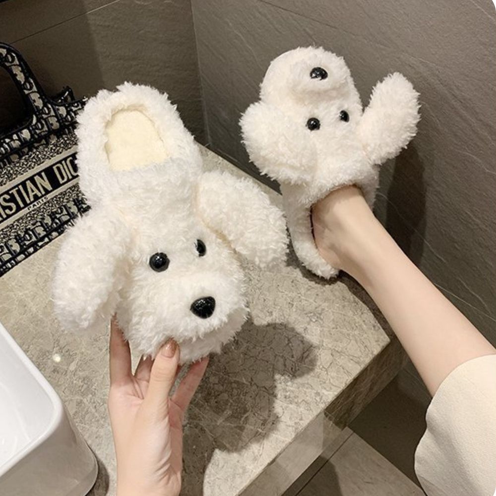 강아지 털실내화 거실화 보온 실내화 사무실 털슬리퍼 성인 소프트 슬리퍼 겨울 실내 실내용 퍼슬리퍼 방한