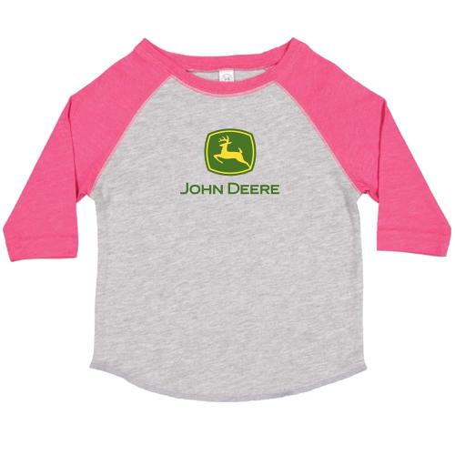 존디어 John Deere 청소년 여아 7부 소매 라글란-옥스포드 핫핑크 옥스포드 핫