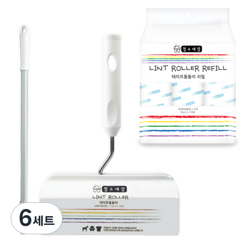 청소대장 테이프 클리너 본품 2단 롱핸들 90회 리필 3p 랜덤발송 2세트