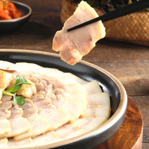 100 삼겹살 수제 돼지고기 삼겹 보쌈 수육 찐 전주맛집 끝강족발 냉장 슬라이스 300g 2개 냉장 수제 삼겹보쌈