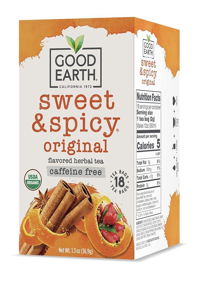 Sweet Spicy 허브 카페인 프리 굿 어스 티 18 티백 2팩 2개