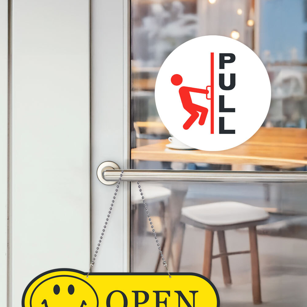 출입문 원형 안내 판넬 스티커 PULL