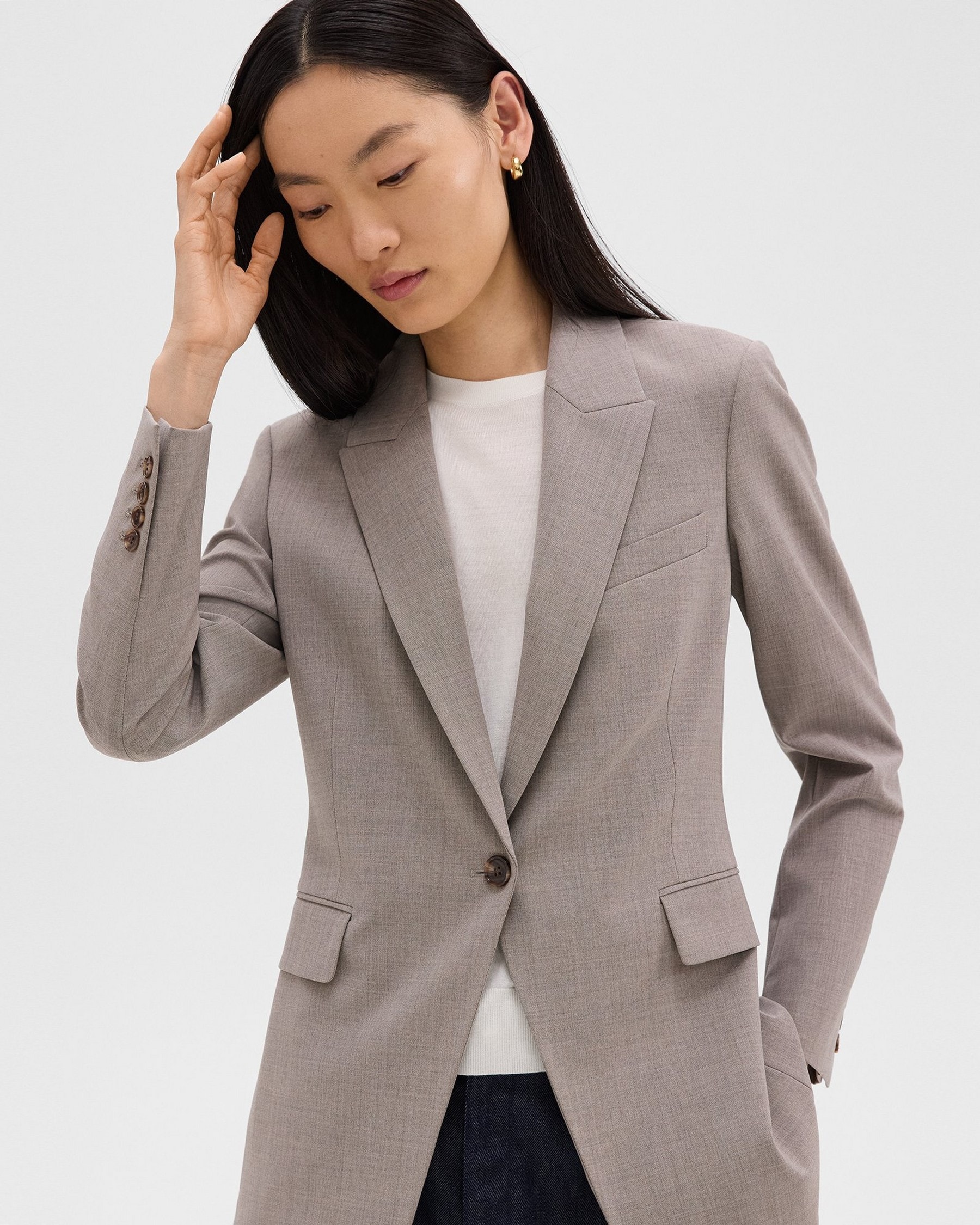 띠어리 띠어리 Theory Etiennette Blazer in Good Wool - cinder melange