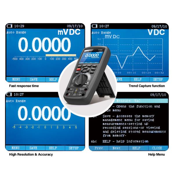 True RMS 산업용 멀티미터 LCD 디스플레이 계량기 AC DC 블루투스 로깅 기능
