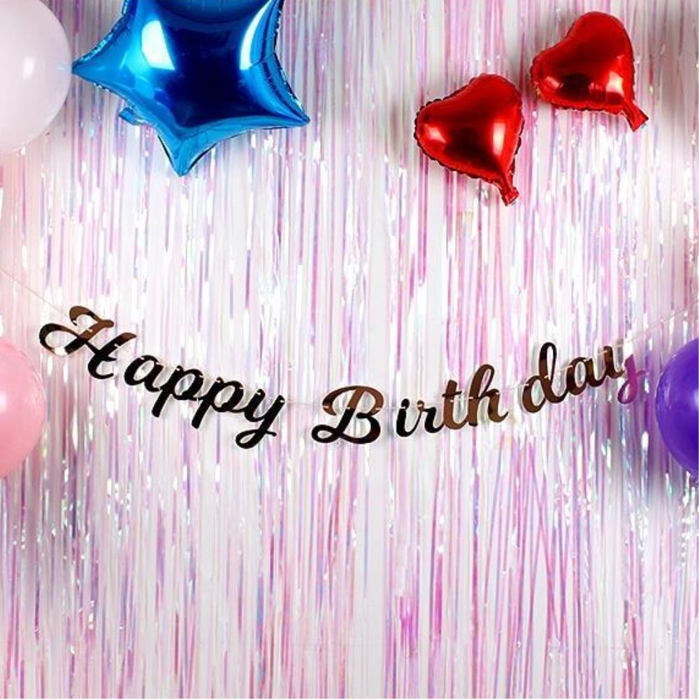 생일파티 돌잔치 문구 엄마표 생파 글리터생일가랜드 3개 로즈골드 홀로그램 해피버스데이