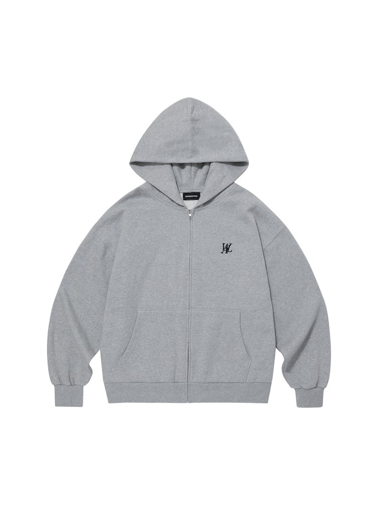 우알롱 우알롱 기모 Signature over hood zip-up - MELANGE 앤틱실버 WL234JHZ01UMGY