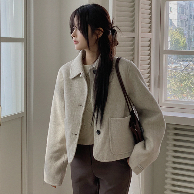 wool70 베이드 핸드메이드 숏자켓 울자켓 핸드메이드자켓 핸드메이드코트 울코트